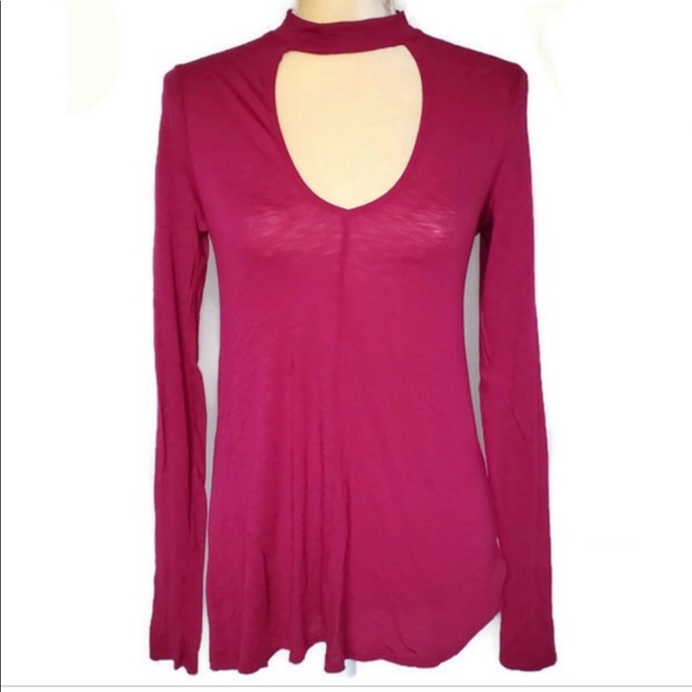 Express Keyhole magenta long sleeve top size XS
